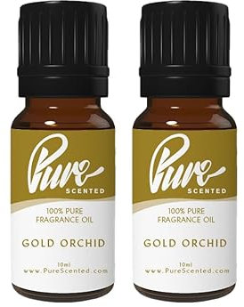 Pure Scented 20ml Fragrance Oils - 2 x 10ml Suitable for Candles, Soaps, Slime, Diffusers, Cosmetics, Wax Melts, Designer (2 x 10ml, Gold Orchid)