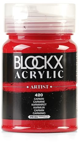 Blockx 65420BXC - Dose 500ml, feine Acrylfarbe, Acrylic Artist, halbdeckend und satiniert, PR 184 Karminrot, 1 Stück