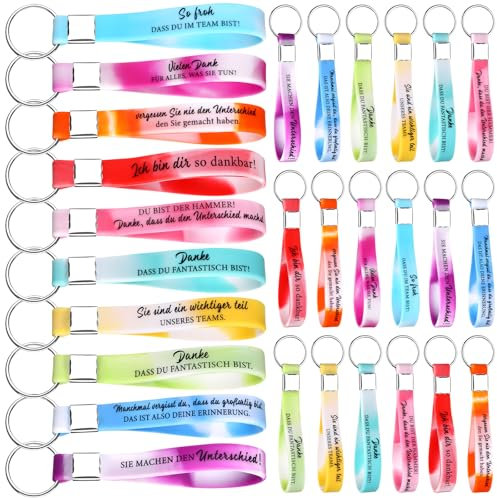 30 Stück Inspirierende Schlüsselanhänger auf Deutsch Silikon Motivierende Schlüsselanhänger für Kollegen Inspirierenden Sprüchen Ermutigung Dankeschön Geschenk für Mitarbeiter Kollegen Lehrer