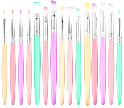 Kunst-Pinsel-Set mit 15 Größen - Bunte Malereipinsel für Aquarell, Öl und Gesicht - geeignet für Künstler, Erwachsene und Kinder