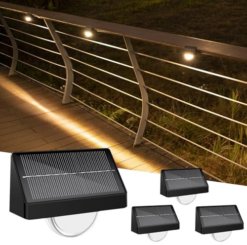Artrastar Solarlampen für Außen Garten Solarleuchten Balkon mit 8 Farben & 3 Modi Treppenbeleuchtung IP65 Wetterfest Solarlicht für Terrasse Deko/Stufen/Treppen/Zaun 4 Stück