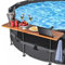Pool-Bartisch für oberirdische Pools, Akazienholz, faltbar, passend für 9,4 cm oder weniger obere Schiene, schwimmbares Barregal hält bis zu 50 kg, Rahmen, rundes ovales Pooldeck-Zubehör mit 2 Haken