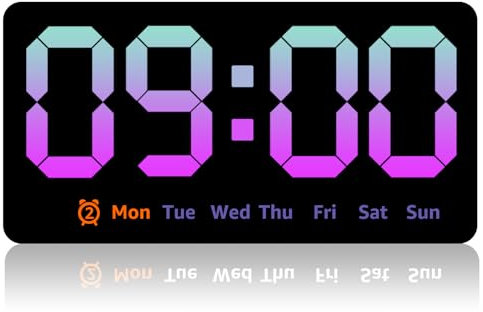 Digital Wall Clock 8.5 Inch Large Display LED Alarm Clock with Date Week Temperature Double Alarm 3 Levels Brightness Adjustable Countdown Clocks for Living Room Bedroom Classroom Kitchen (Pink)