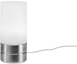 meineWunschleuchte Kleine Zylinder Tischlampe per Touch dimmbar mit Glasschirm, Höhe 20cm