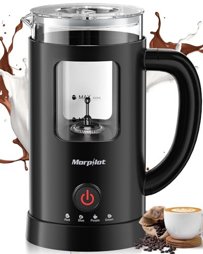 Milk Frother Electric 4 in 1-600ml Automatic Milk Frothers Large Capacity Milk Heater and Warmer Glass Visible Milk Steamer for Coffee Hot Chocolate Cappuccino Latte