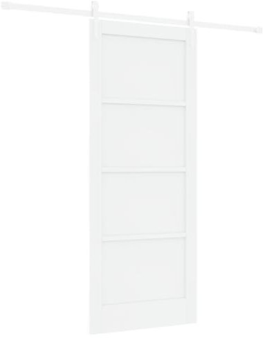 vidaXL Porte coulissante avec kit de matériel Blanc 83x202 cm en Bois Massif de pin