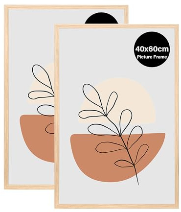 KAIWIN 2 Pack Bilderrahmen 40x60 cm, Eiche Rahmen 40x60, Holz Fotorahmen zum Aufhängen, Posterrahmen Benutzt für Fotos, Bilder, Poster, Puzzles
