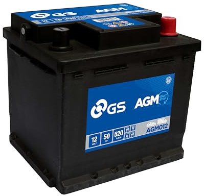 GS AGM012 12V 50Ah 520 CCA AGM Start Stop Car, Truck & Van Battery | 360,000 Engine Starts, AGM Technology, Leak/Spill Proof, 15.9 kg