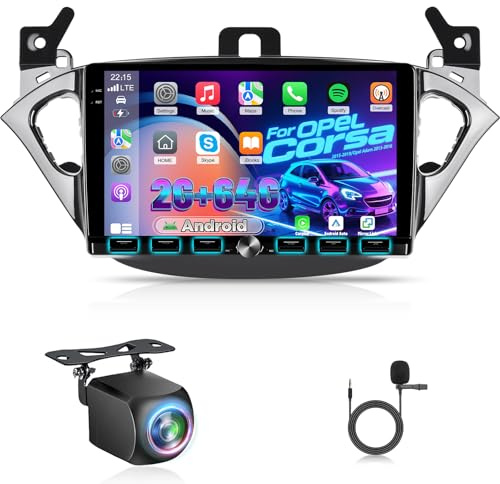 Autoradio per Opel Corsa 2015-2019/Opel Adam 2013-2016,2G+64G radio Touchscreen Android da 10 pollici, Audio EQ/Schermo 1280 * 720/Carplay/Android Auto/SWC/Bluetooth 5.0/WiFi