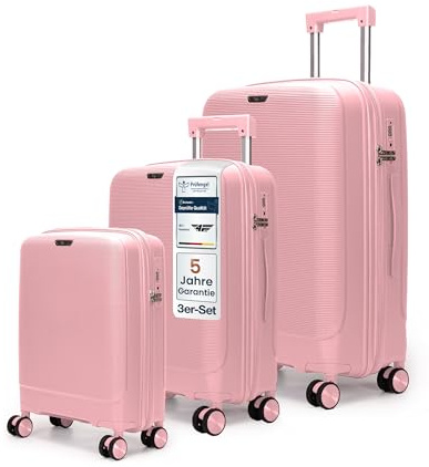 4FLY Leichter Hartschalen-Reisekoffer Set 3-teilig (M/L/XL) – Koffer Set mit TSA-Schloss, 4 Spinner-Doppelrollen & Aluminium-Teleskopgriff, Reisegepäck Set mit Handgepäck & Aufgabegepäck