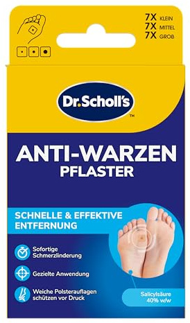 Dr. Scholl’s Anti-Warzen Pflaster (21 Stück) zur schnellen, effektiven Entfernung von Warzen und Hühneraugen, Lindert Schmerzen sofort, wasserfest und diskret im Alltag
