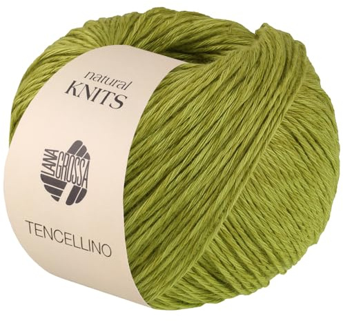 LANA GROSSA Tencellino | Klassisch verzirntes Garn aus natürlich mattem Leinen & seidig glänzendem Tencel | Handstrickgarn aus 51% Leinen & 49% Tencel | 50g Wolle zum Stricken & Häkeln | 125m FB 5