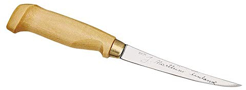 Marttiini Finnisches Filiermesser, Klinge 10 cm, Holzgriff, Lederscheide