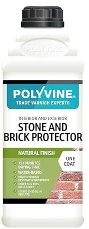 Polyvine Stone and Brick Protector & Professional Sealant Masonry Waterproofer Interior Exterior Clear Penetrating Sealer Waterproof Coating for Stone, Brickwork, Flagstone, Sandstone, Slate, Plaster