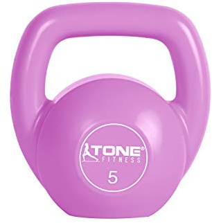 Tone Fitness Vinyl Kettlebell, 5-Pound, Pink