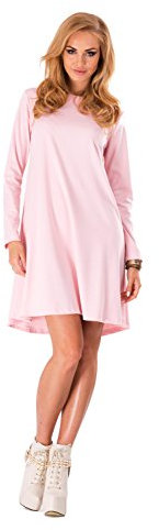 FUTURO FASHION - Robe trapèze pour Femme - Manches Longues/Fermeture Éclair - Style Cocktail - FA323 - Rose pâle - L
