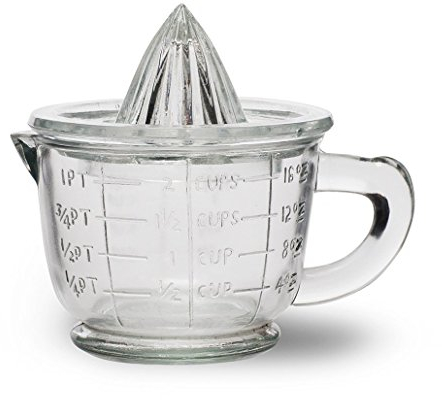 CKB LTD® Set di spremiagrumi e caraffa dosatrice in vetro, stile vintage, da 600 ml, il modo ideale per spremere arance fresche, limone o lime