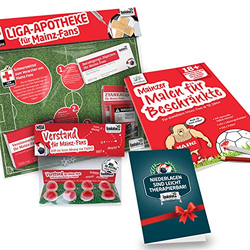 Geschenk-Idee: Das große Saison-Notfall-Set für Mainz 05-Fans | 5X Überraschungen mit Spaßgarantie für FSV Mainz 05 Fans | Geschenke & Fanartikel f. Männer statt Pantoffel, Hausschuhe, Caps, Mütze