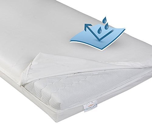 PROCAVE wasserdichter Matratzenbezug in weiß, atmungsaktiv und abwischbar 90x200 cm für Matratzen-Höhe 23 cm - Made in Germany