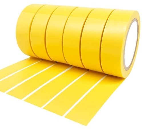 YTBUBOR Isolierband, 6 Rollen 17mm x 9m isolierband gelb, Wasserdicht Elektrisches Isolierband Selbstklebendes PVC Klebeband für Isolieren, Reparieren, Bündeln von Kabeln