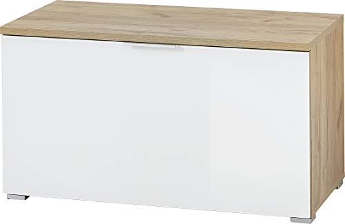 Germania Schuhbank 3972-242 GW-TELDE, in Navarra-Eiche-Nb./Weiß, Klappe mit Glasfront, 89 x 49 x 40 cm (BxHxT)