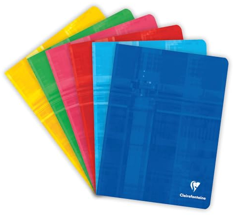 Clairefontaine 3721C - Packung mit 10 Heften 17x22cm, geheftet, 40 Blatt 90g, französische Lineatur, farbig sortiert, 1 Pack