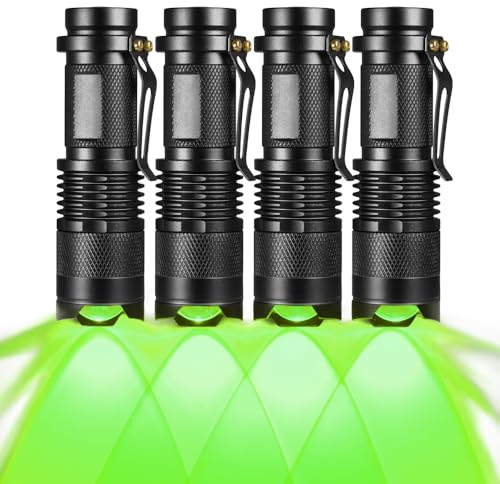 (Paquete de 4) Single 1 Mode 150 yardas verde luz de caza linterna LED linterna verde luz Coyote Hog Varmint Predator Luz para la noche de caza observación