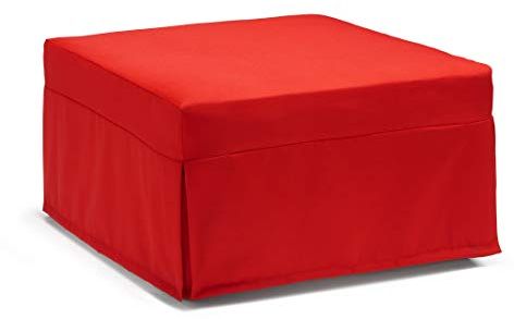 Talamo Italia - Ancilla Klappbett, Hocker, der in ein Einzelbett umgewandelt werden kann, Stoffhocker für das Wohnzimmer, 100 % Made in Italy, 80 x 80 x 45 cm, Rot