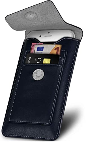 ONEFLOW Zeal Case für iPhone 12 mini Handytasche zum Einstecken mit Kartenfach, Handy Gürteltasche PU Leder 360 Grad Schutz Hülle Minimalistisch, Handyhülle mit Magnet, Blau