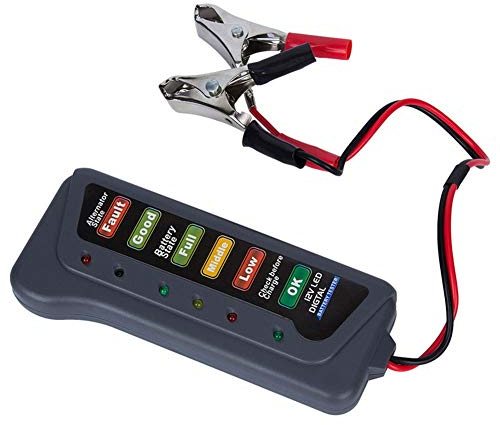 ihreesy Autobatterietester,12V Autobatterie Lichtmaschine Prüfgerät Kunststoff Batterieladestecker Prüfer Testgerät mit 6 LED für Auto Motorrad LKW Batterie
