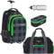 4 Teile Set Trolley Elephant Hero Signature Schultrolley Rucksack Trolly Sporttasche Mäppchen Flasche 12611 (Plaid Green (Grün-Grau) 4 Teile tsmbf)
