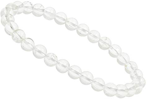 ELEDORO Stretch Armband aus echten Edelstein-Perlen (6mm) – Perlenarmband für stilvolle Eleganz (Bergkristall)
