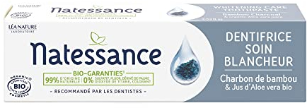 Natessance - Zahnpasta zur Weißpflege - Aloe Vera Bio und Bambuskohle - zertifiziert Bio Cosmos Organic - Tube 75 ml