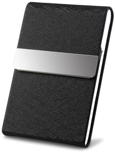 DMFLY Profi Visitenkartenetui Tasche Visitenkartenetui für Damen & Herren PU Leder Multi Kartenetui Kreditkartenetui Kreditkartenetui Namenskartenhalter mit Magnetverschluss Black-Gs