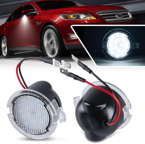 OZ-LAMPE LED Sous Lumière Flaque Miroir Latéral,LED Lumières Rétroviseur pour Ford Edge F-150 Taurus Flex Raptor Explorer Expedition Taurus E Mercury Sable Montego,Sans Erreur 12V 5000K Blanc