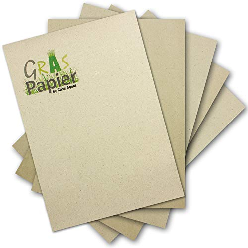 75x ÖKO Briefpapier aus Graspapier DIN A4 - Recycling Papier 100 g/m² - Umwelt Bastelpapier für Einladungen oder Menükarte - Glüxx Agent