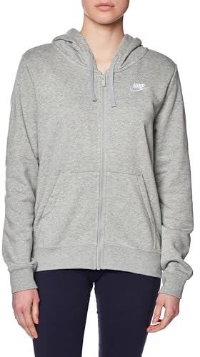 Nike Damen NSW Club Jacke, Dk Grey Heather/White, M EU