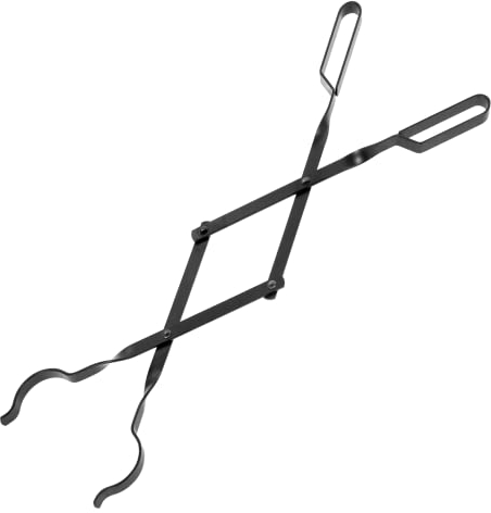 Himaly Kaminzange, 66 cm, robust, Schmiedeeisen, Stahl, Kamin-Werkzeuge – rostbeständige schwarze Oberfläche, Feuerstelle, Schürhaken, Holz, Greifer für drinnen und draußen