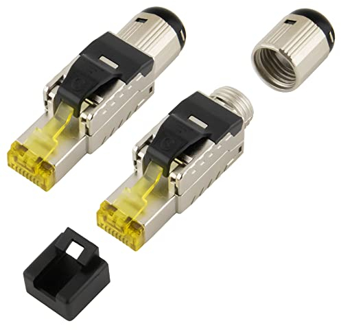 SeKi Lot de 2 prises réseau RJ45 CAT 8,1 sans outil - Boîtier métallique pour câbles d'installation et câbles de raccordement - Prise LAN pour câble réseau compatible avec CAT5, CAT7, CAT6a, DSL