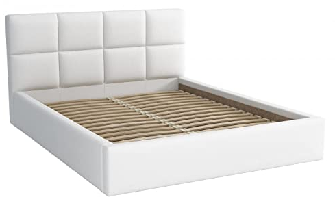 bonni Polsterbett Alaska 160x200cm Bett mit Lattenrost Doppelbett mit Bettkasten Bettgestell Holzbett Stauraumbett (Weiß)