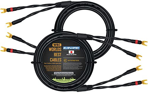 WORLDS BEST CABLES 2 Meter - Canare 4S11 – Audiophile Grade - HiFi Star-Quad Speaker Cable Pair with Eminence Gold Spade Connectors