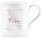 Personalised Bone China Mug - Floral Pink Letter N Initial Gift - Small Coffee Tea Cup Present