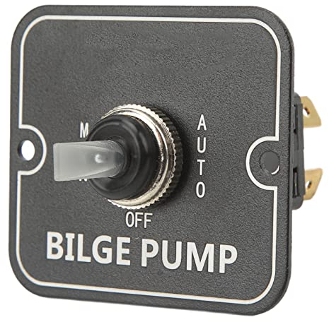 Aramox Bilgenpumpen-Steuerschalter, Aluminium, Beleuchtet, Automatisch, Manuell, Panel-Schalter, Bilgenpumpen-Wippschalter für Boote, Marine, 12/24 V
