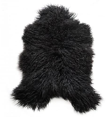 Alfombra de piel de oveja islandesa rizada negra