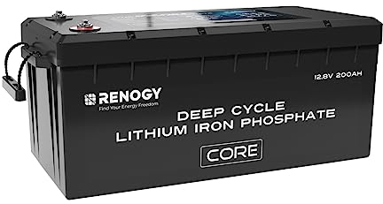 Renogy 12V 200Ah LiFePO4 Lithium Batterie, mit BMS Rundumschutz und über 5000 Tiefentladungen, 12V Solarbatterie, perfekt für Trolling Motorkabinen Marine Wohnmobile, netzunabhängige