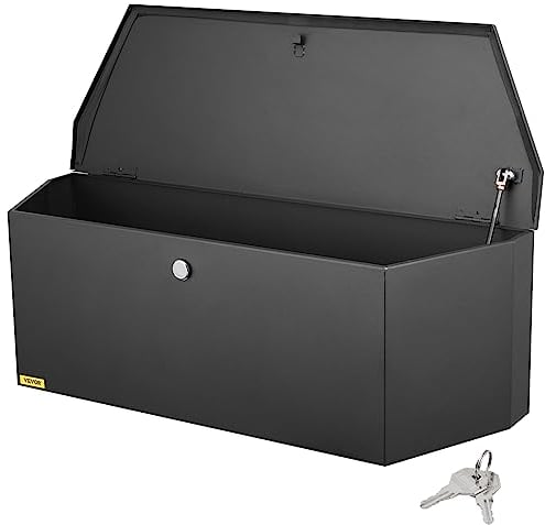 VEVOR Boîte à Outils pour Remorque 914×305×305 mm Coffre de Timon ou Flèche de Remorque en Acier au Carbone Robuste Caisse à Outils avec Serrure et Clé Résistance aux Intempéries pour Déplacement