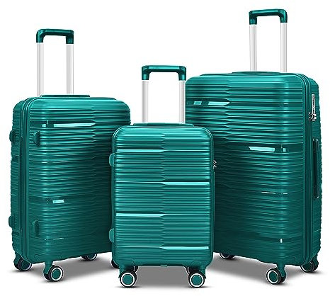 Berwin Kofferset 3-teilig Reisekoffer Koffer Trolley Hartschalenkoffer ABS Teleskopgriff aus Polypropylen PP (Korallenblau)
