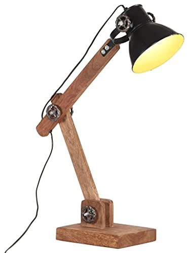 vidaXL Schreibtischlampe Industriestil Tischlampe Leselampe Arbeitslampe Tischleuchte Nachttischlampe Lampe Leuchte Schwarz Rund 58x18x90cm E27