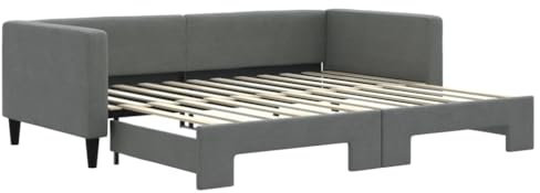 vidaXL Tagesbett, Sofabett Ausziehbar, Gästebett Schlafsofa für Schlafzimmer Wohnzimmer, Ausziehbett Sofa Bettsofa, Dunkelgrau 90x200cm Stoff
