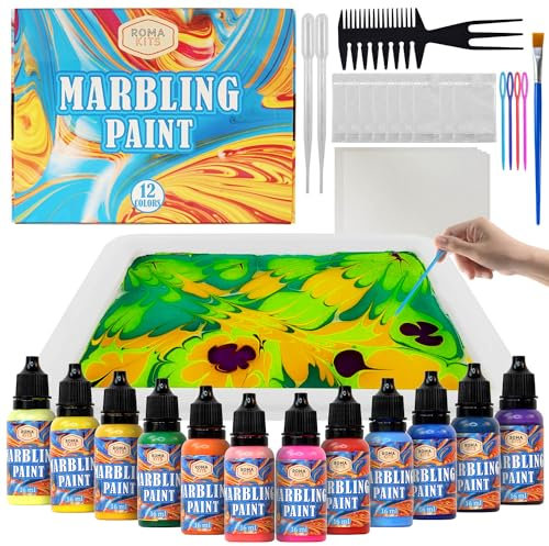 ROMA KITS - Peinture à l'eau marbrée, un kit d'activités manuelles et de peinture, le cadeau parfait pour les enfants à partir de 6 ans. Amusez-vous tout en stimulant leur créativité.
